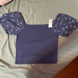 American Eagle blue puff top NWT